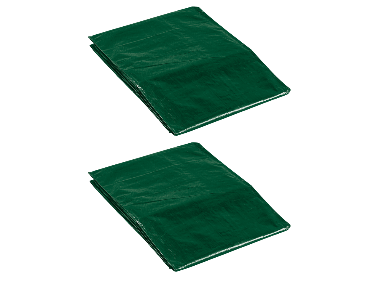 Two folded green PARKSIDE® tarpaulins
