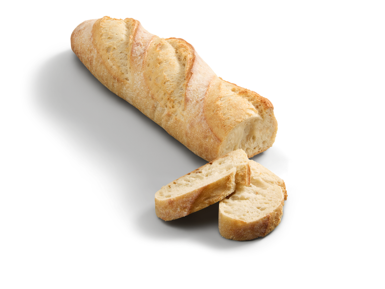Baguette in Scheiben geschnitten.