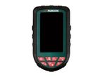Handheld inspection camera with a black screen and red control buttons on a white background