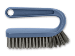 Blaue Handbürste mit grauen Borsten