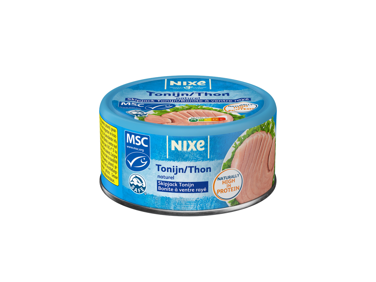 Thon listao Nixe au naturel, riche en protéines, avec certifications MSC et SAFE.