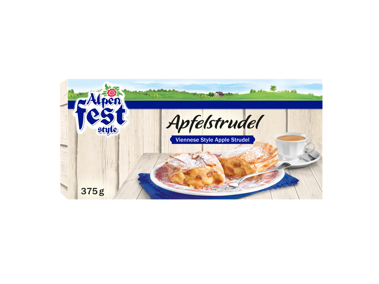 Alpen Fest obuolių strudelis, Vienos stiliaus.