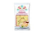 Kolivka pierogi: Frossen pierogi i en pose.