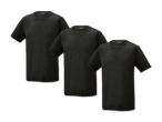 Drei schwarze T-Shirts.