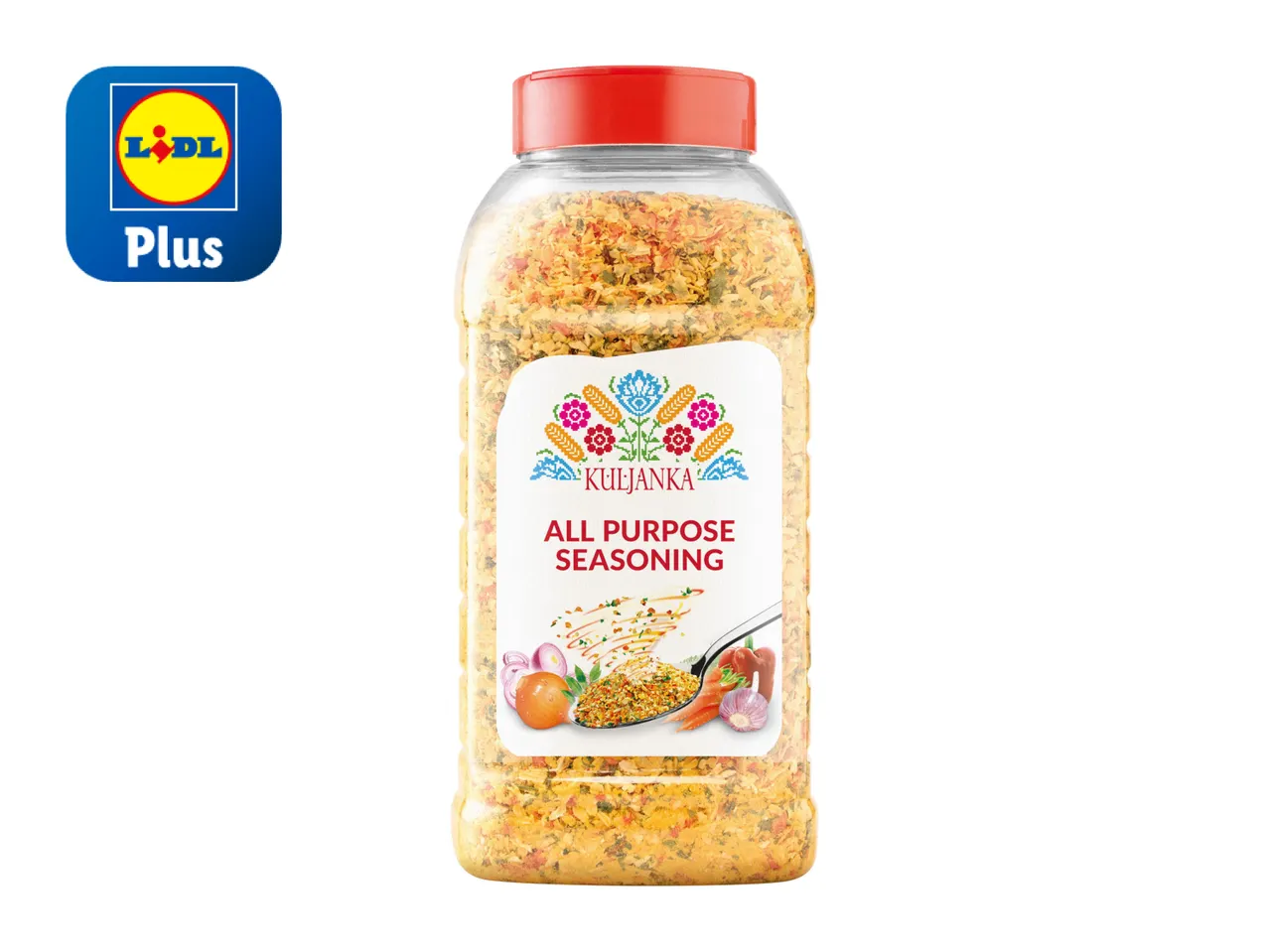 Lidl's 'Pulpo' seasoning in a clear plastic jar.
