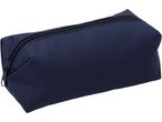 Astuccio blu navy con cerniera nera.