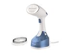 SilverCrest handheld garment steamer with a brush attachment.
