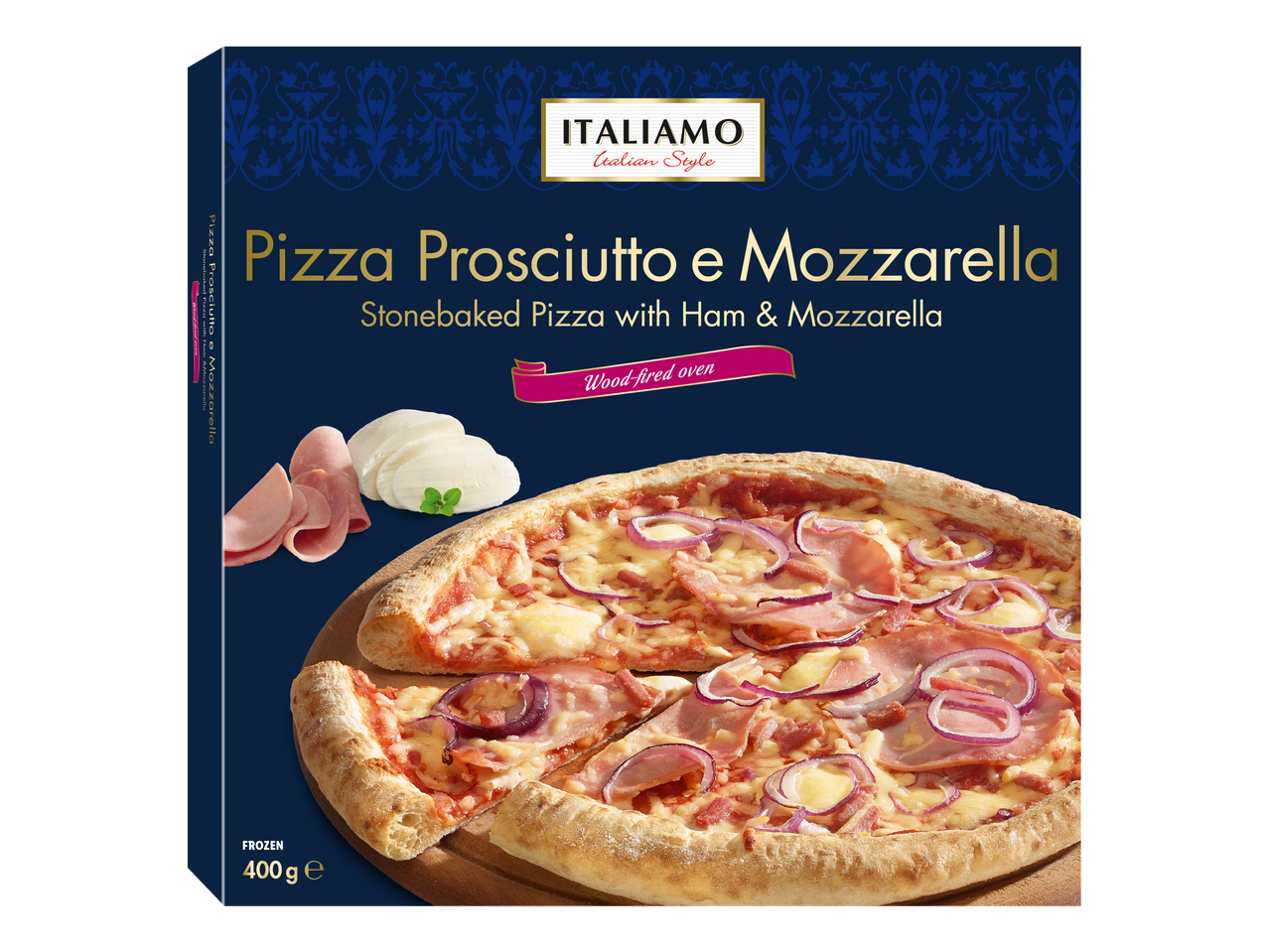 ITALIAMO Prosciutto e Mozzarella pica: su šunka ir mozzarella.