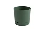 A dark green plant pot.