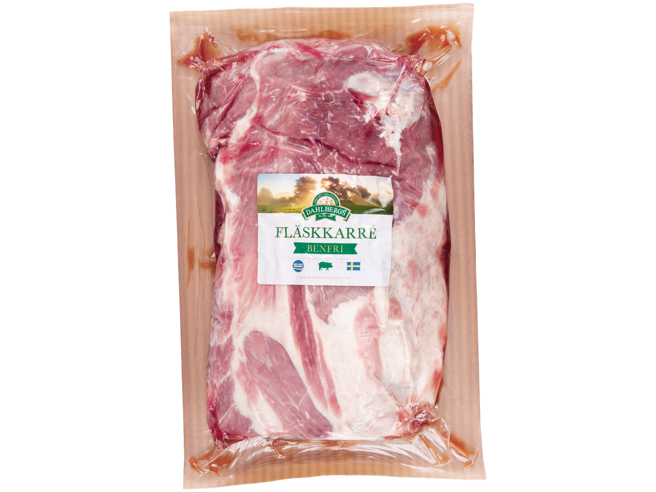 Boneless fläskkarré från Dahlbergs, förpackad i vakuumförpackning.