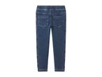 Dark blue denim jeggings for children with an elasticated waist and two back pockets.