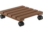 Carrello in legno con rotelle per piante o altri oggetti.