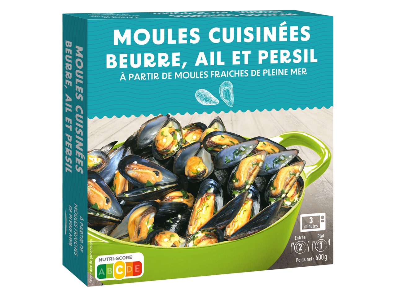 Moules cuisinées au beurre, ail et persil.