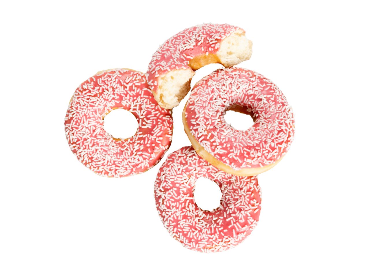 Rosa Donuts mit Streuseln.
