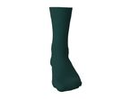 A single dark green crew sock shown upright against a white background