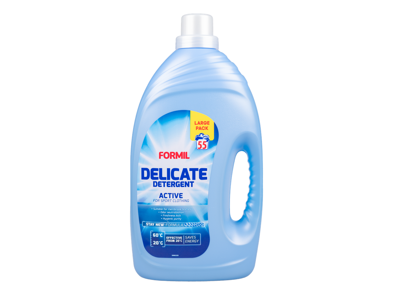 Detergent Formil Delicate, formulă activă pentru haine sport, pachet mare.
