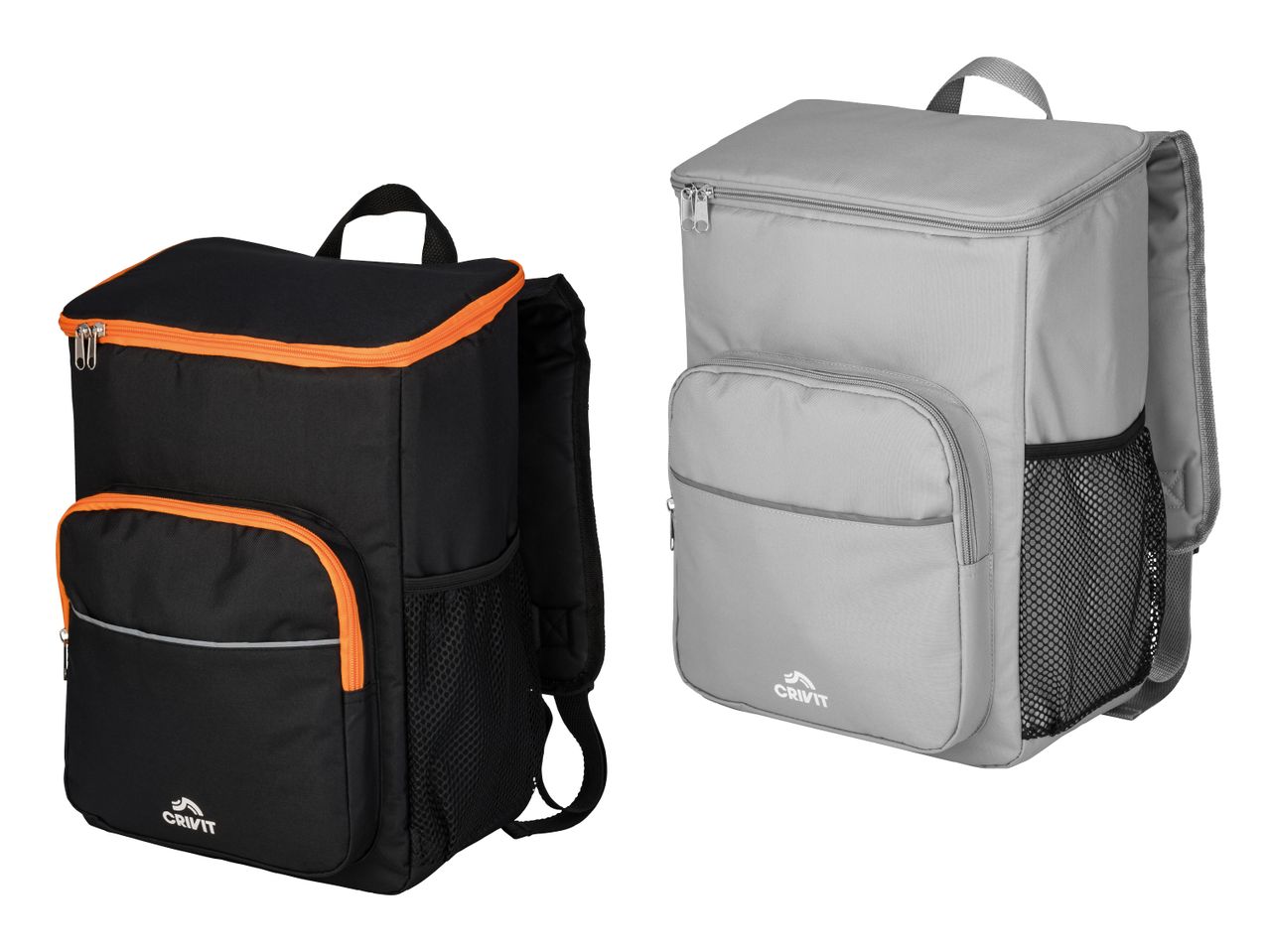 Zwei Kühltaschen-Rucksäcke in Schwarz und Grau