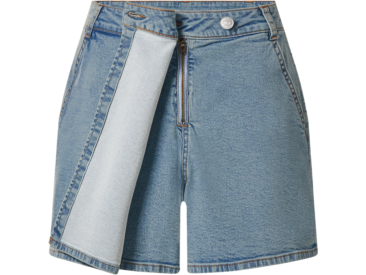 ESMARA ανοιχτόχρωμη τζιν φούστα-σορτς, με μπροστινό φερμουάρ και σχέδιο επικάλυψης.