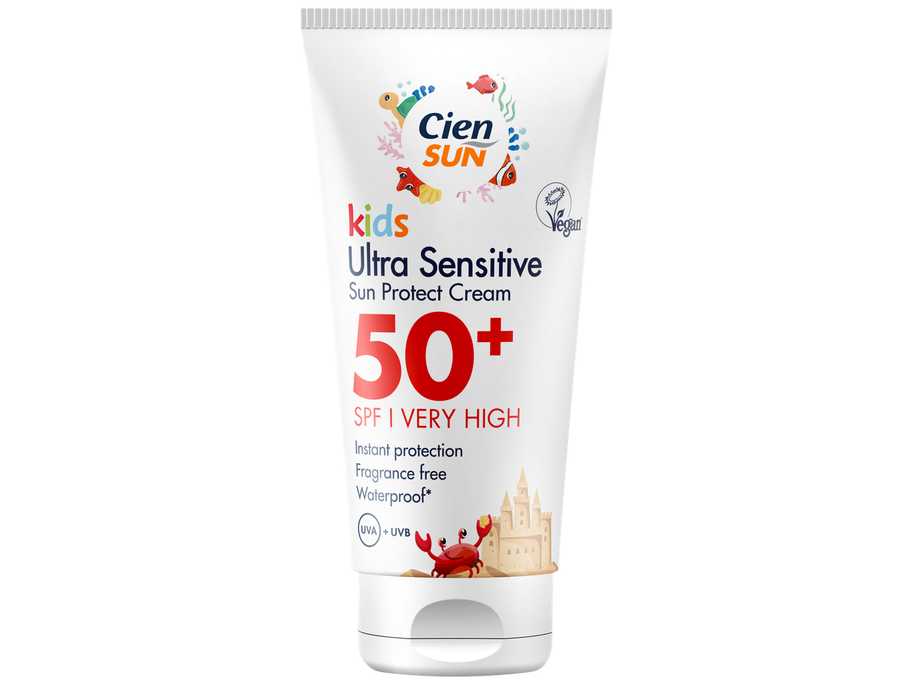 Cien Sun Kids SPF 50+ Ultra Sensitive sun cream, vegan.