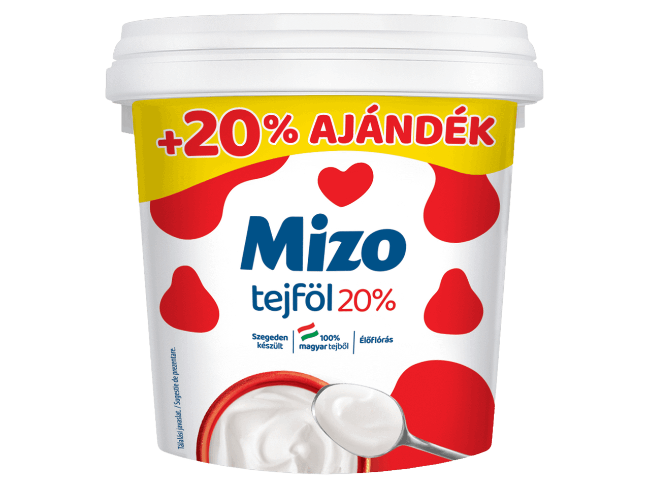 20%-os zsírtartalmú tejföl vödrös kiszerelésben, ajándék extra mennyiséggel.