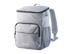 Light grey cooler backpack with a front pocket and mesh side pockets.