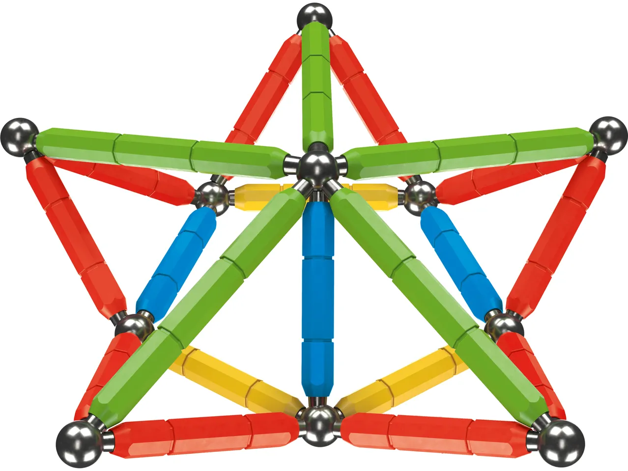 lupilu® magnetinis konstravimo rinkinys: spalvinga žvaigždės formos konstrukcija su lazdelėmis ir rutuliais