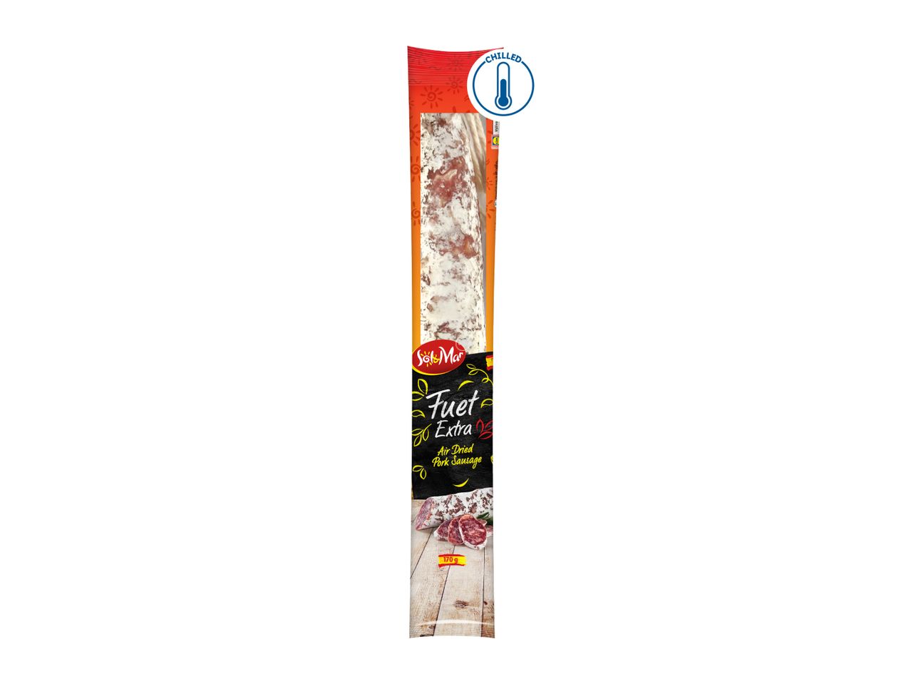 Fuet Extra air-dried pork sausage, 170g, chilled.