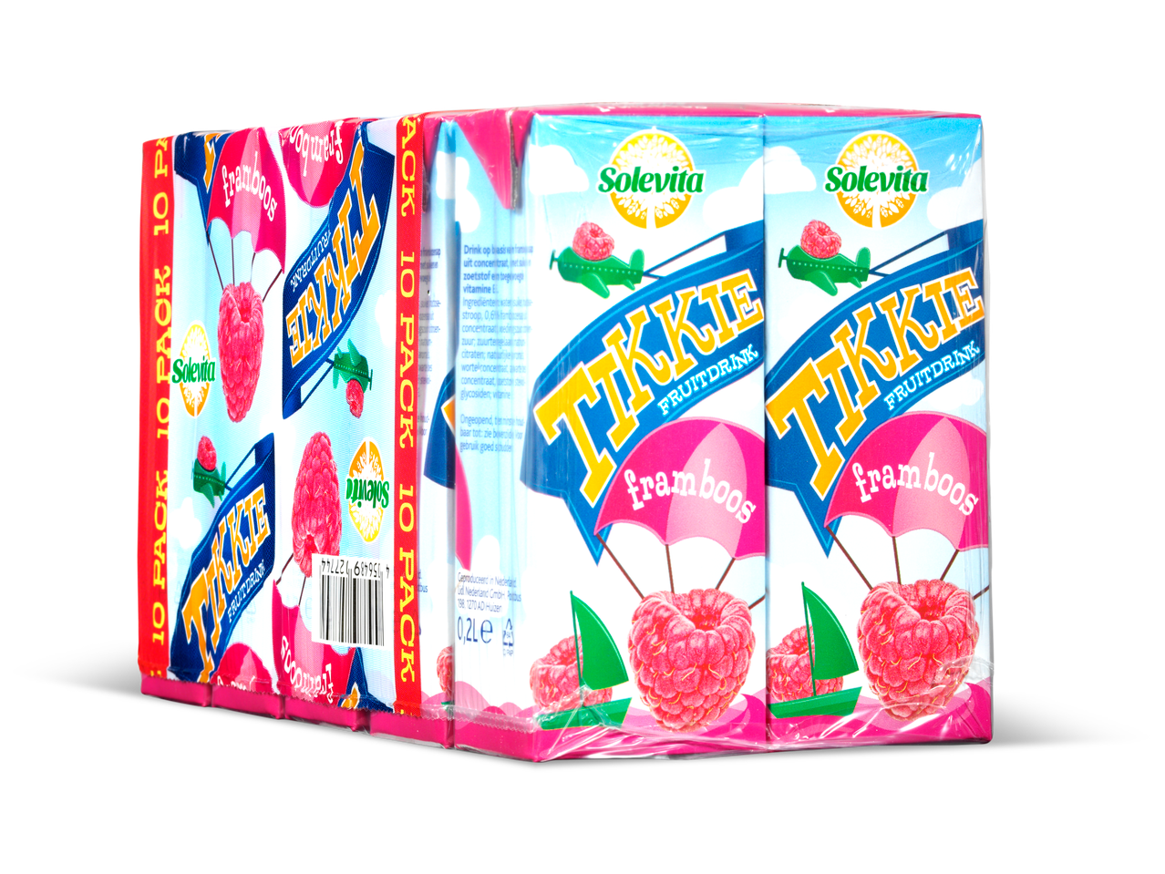 Tienpak Solevita Tikkie framboos fruitsap.