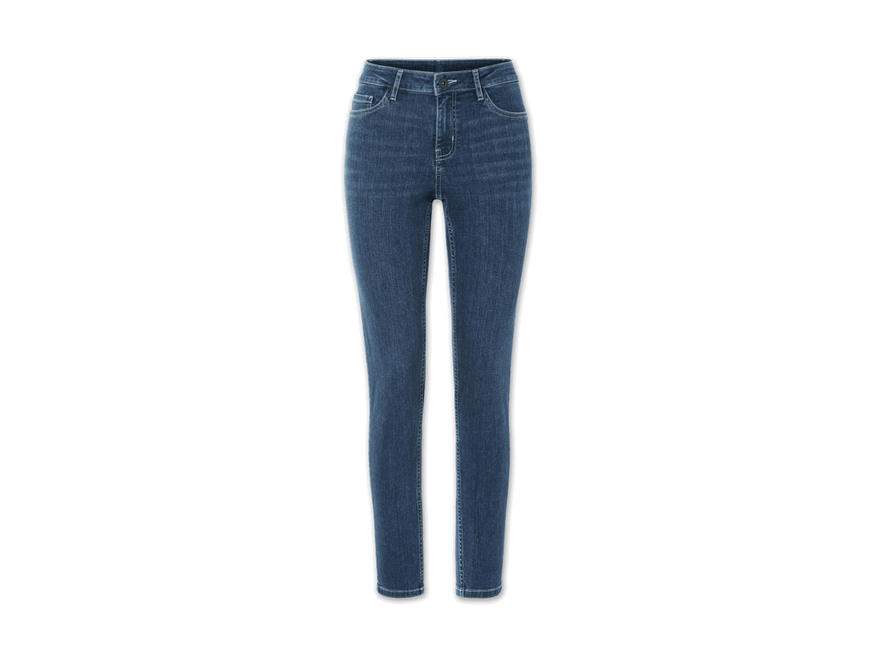 Dunkelblaue Damenjeans mit geradem Bein.