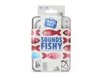 Sounds Fishy travel pack game for ages 10+, 4-8 players, with red and blue fish.