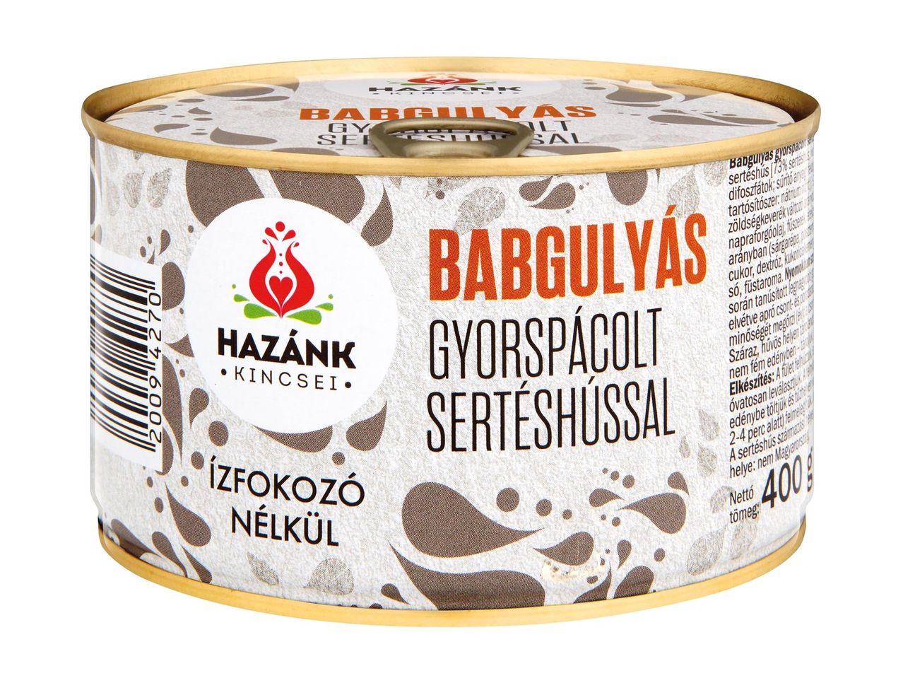 Hazánk Kincssei: Babgulyás, gyors pácolt sertéshússal konzervben.