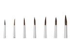 Assortment of paint brushes with various bristle shapes.