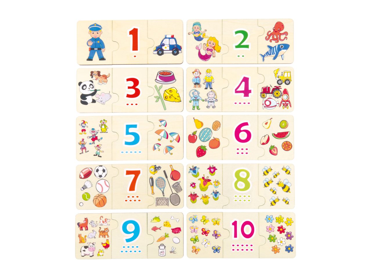 Playtive Wooden Number Puzzle - 30 Piece Set