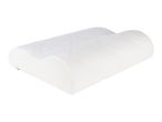 White ergonomic memory foam pillow with a quilted cover
