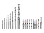 A set of drill bits and screwdriver bits, including various sizes of HSS drills and S2 PH/PZ/S bits.