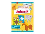 Activity book for kids 5+ with animal cut-outs, including a bear, dog, elephant, and horse.