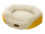 Cath Kidston bee-themed pet bed with a cream sherpa lining.