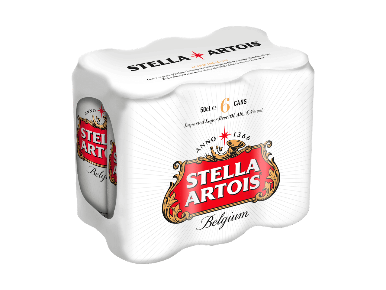 6er-Pack Stella Artois Dosen, belgisches Lagerbier.