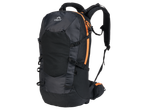 CRIVIT black hiking backpack with orange accents and multiple straps and buckles