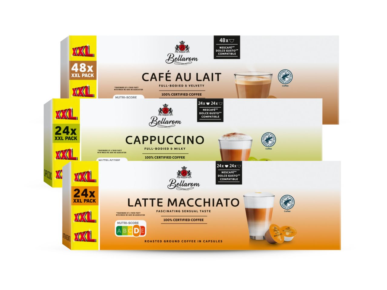 Bellarom kava u kapsulama: Café au Lait, Cappuccino i Latte Macchiato, kompatibilne s Nescafe Dolce Gusto.