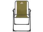 Сгъваем къмпинг стол CRIVIT в маслинено зелено с черна рамка.