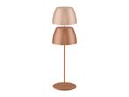Modern copper-colored LED table lamp with two adjustable shades