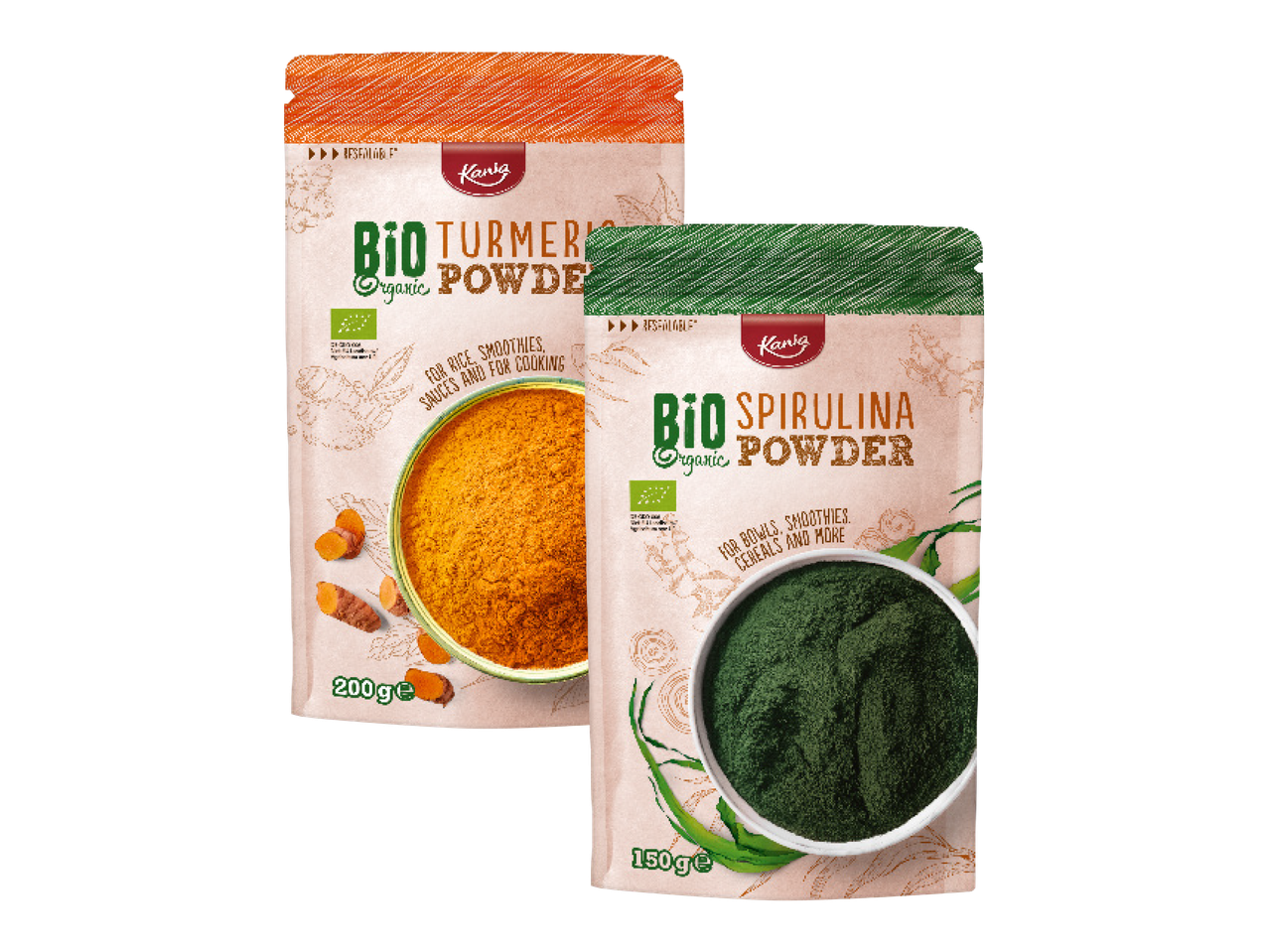 Organic Ground Turmeric or Spirulina Algae