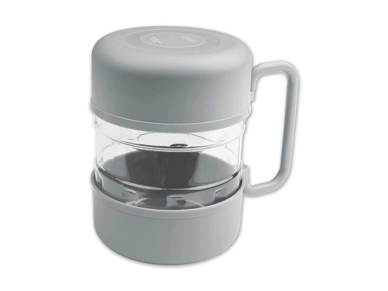 Eine graue Baby-Trinkflasche mit Henkel von Philips Avent.
