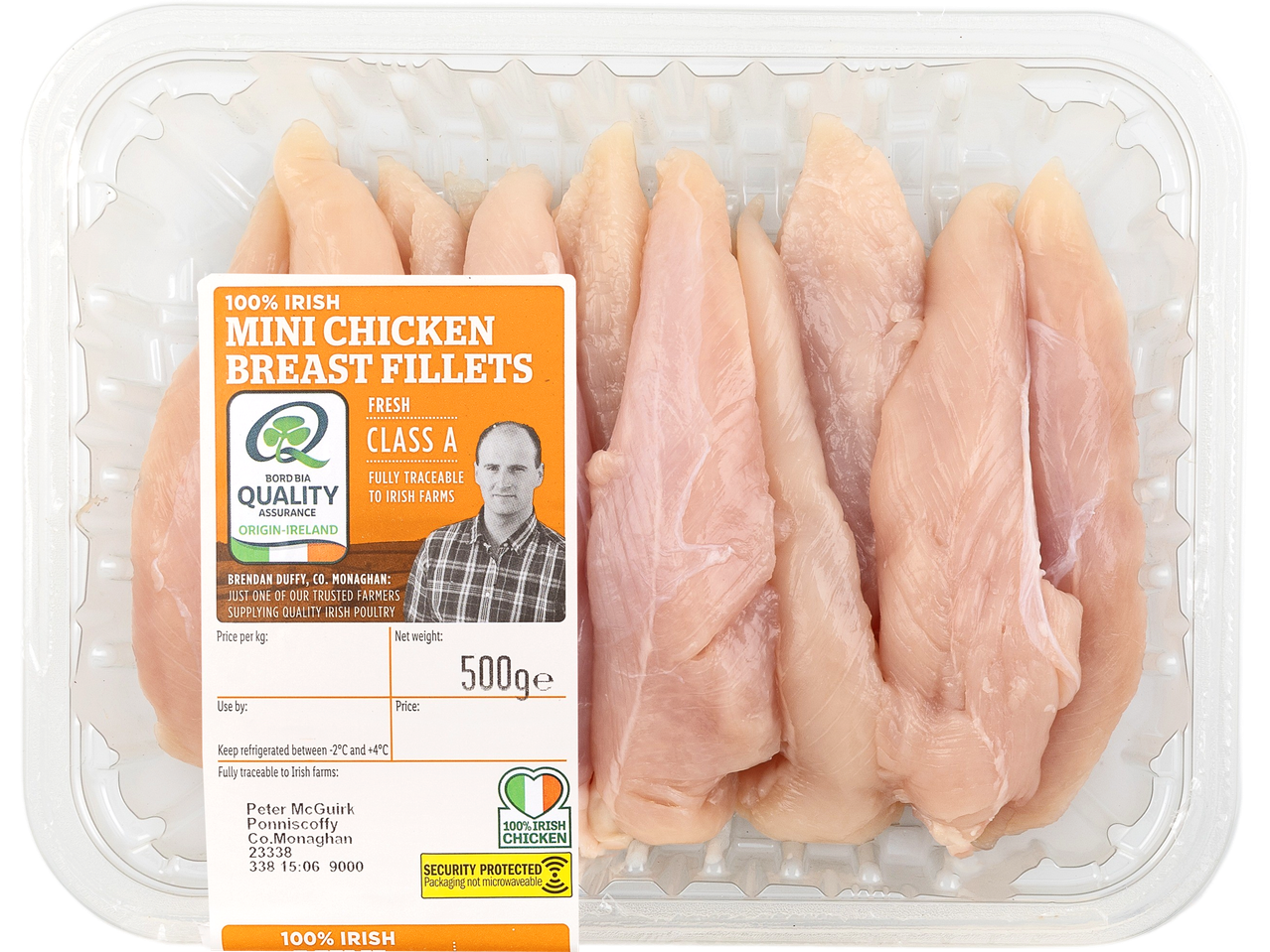 500g fresh mini chicken breast fillets, Class A.