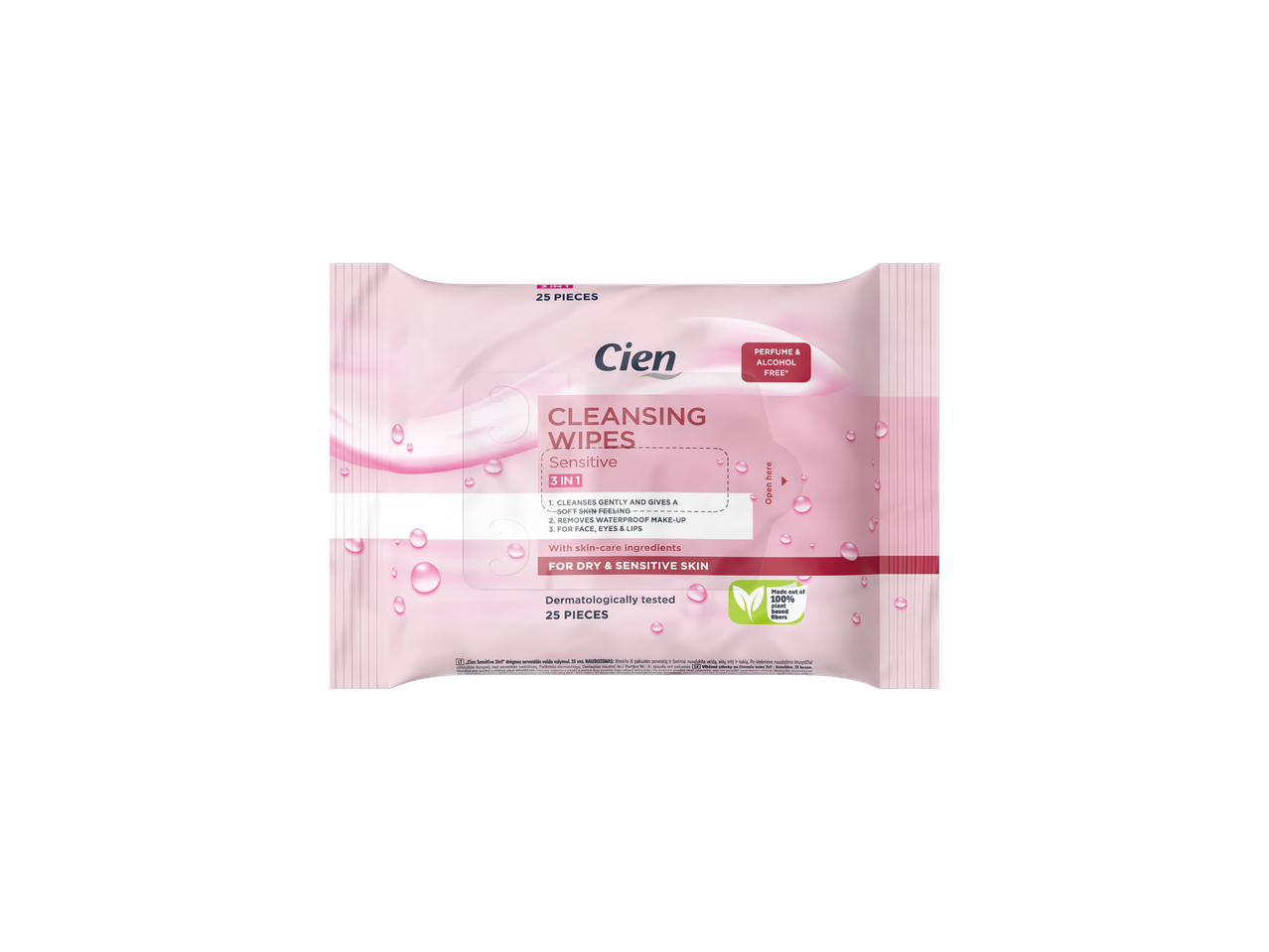 Șervețele de curățare Cien Sensitive pentru ten uscat și sensibil.