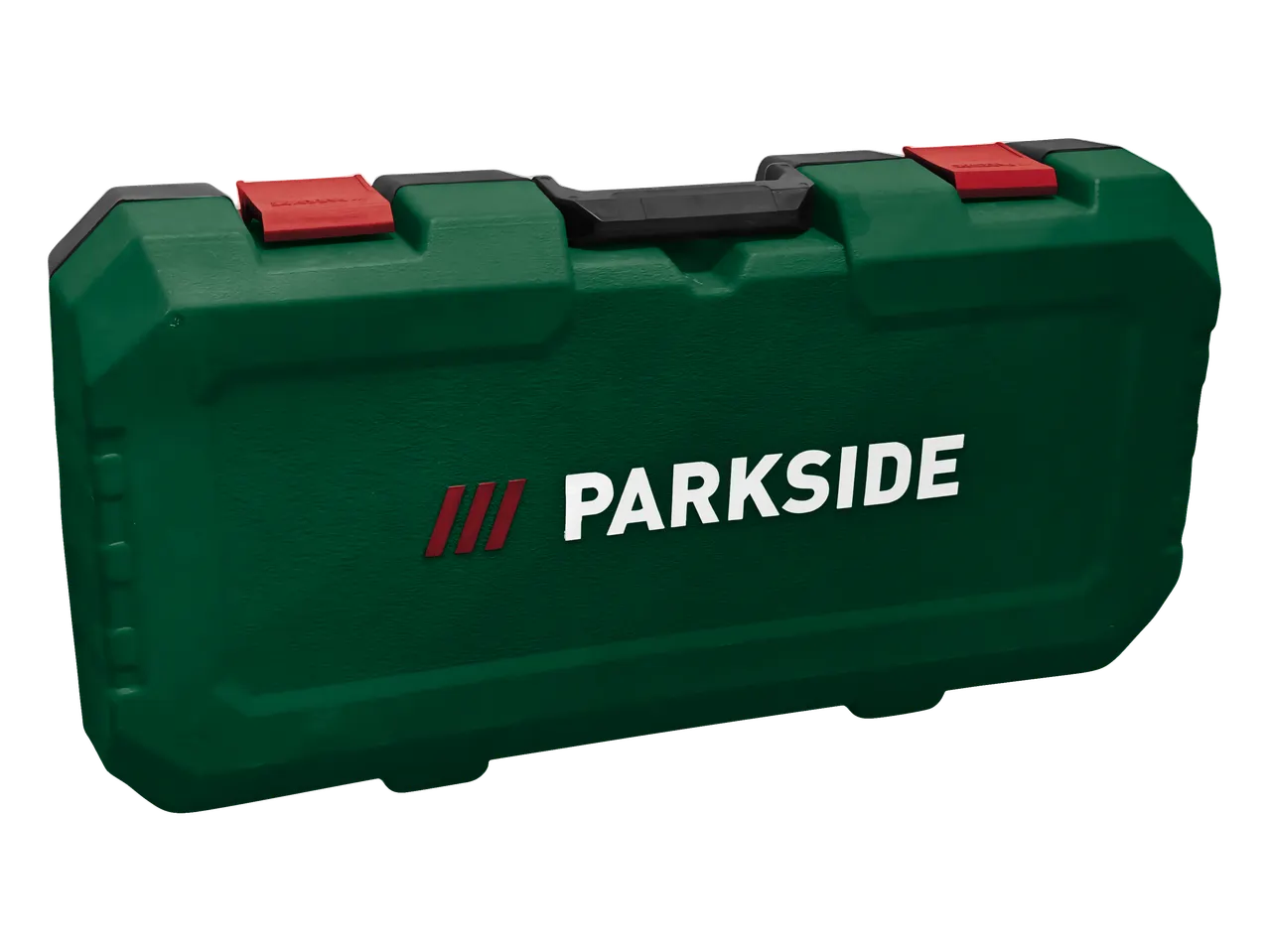Green Parkside tool case for 20 V cordless shrub pruner.