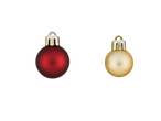 Duas bolas de Natal LIVARNO home: uma vermelha e uma dourada.
