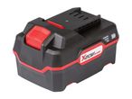A black and red X 20V TEAM power tool battery with a charge indicator.