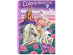 Coloring book and stickers featuring unicorns, a castle, and fairies.